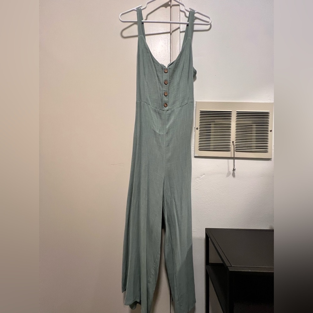 VICI Newbury Kustom Teal Midi Jumpsuit with Faux Button Detail